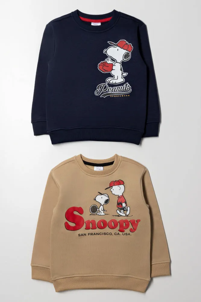 2 Pack Snoopy Tracktops Navy And Natural