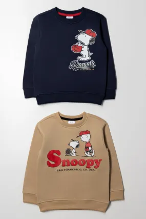 2 Pack Snoopy Tracktops Navy And Natural