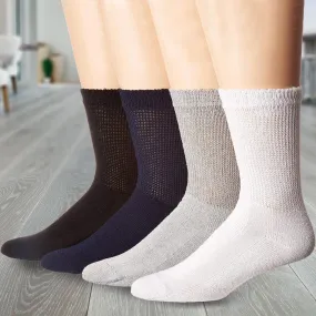 4-Pack: Comfortable Non-Binding Diabetic Crew Socks