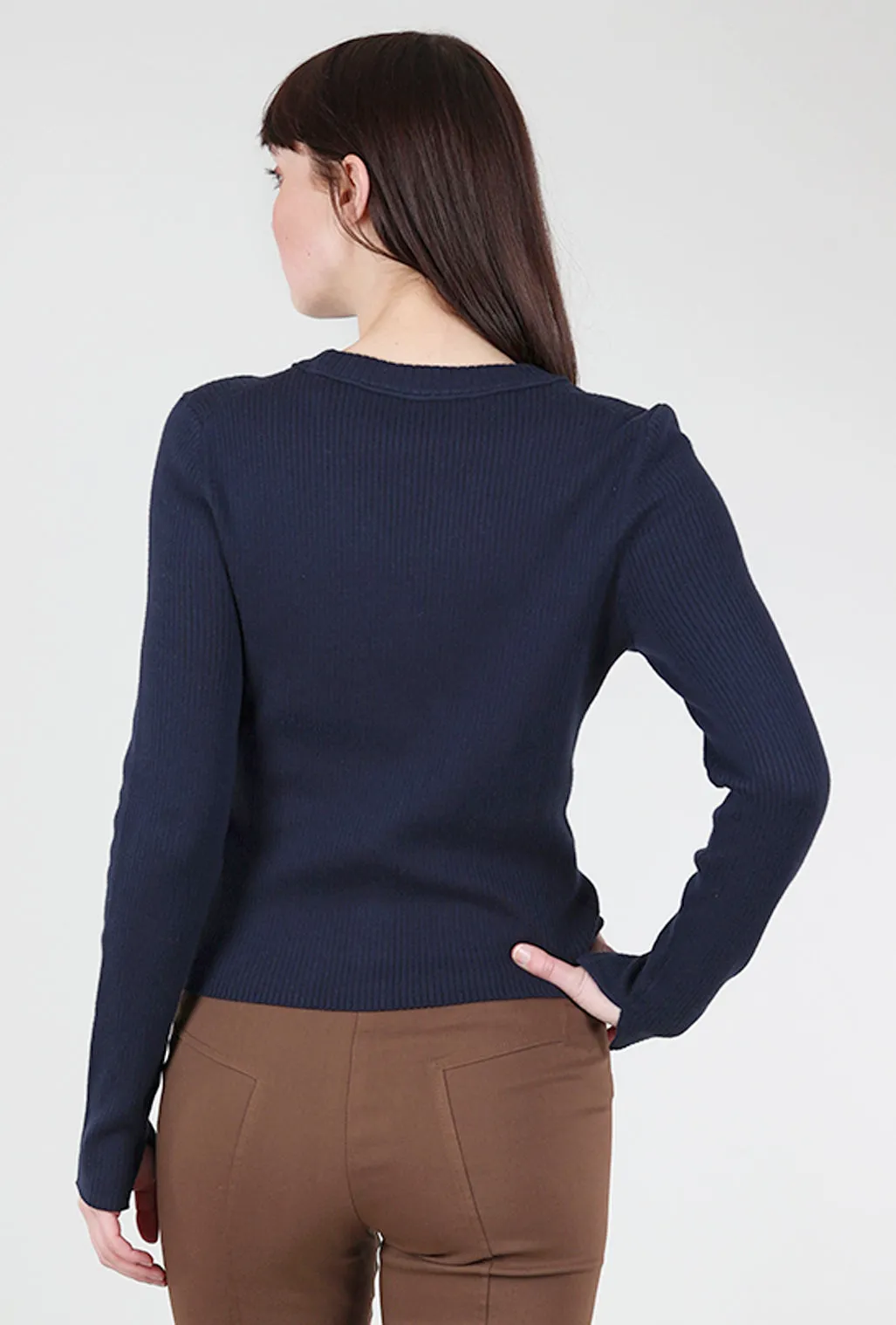 Anya Ribbed Cardie, Navy