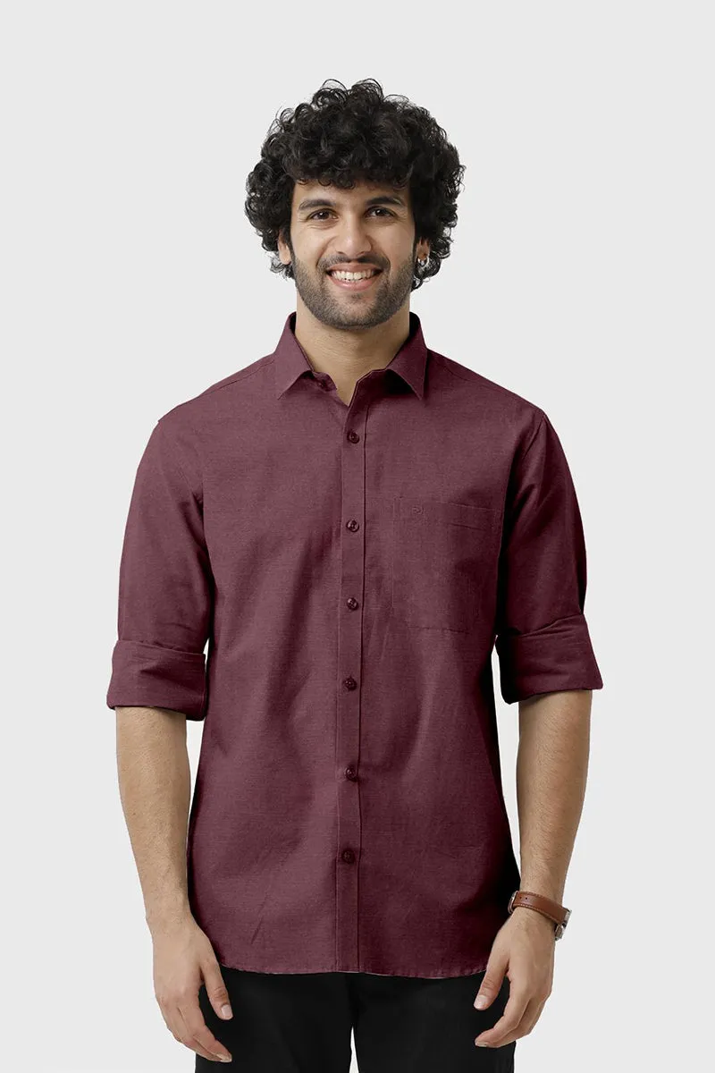 Bamboo Twill - Maroon Formal Shirts for Men | Ariser