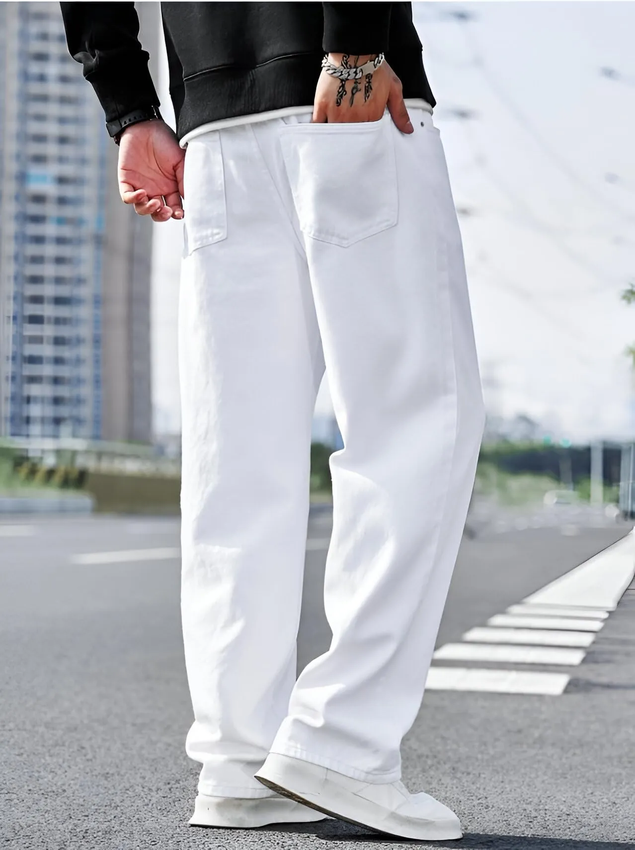 Ben Martin White Men Jeans Pants in Denim  relaxed Fit jean