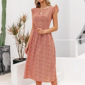 Bohemian Style Summer Elegant Floral Print Long Bohemian Midi Dress