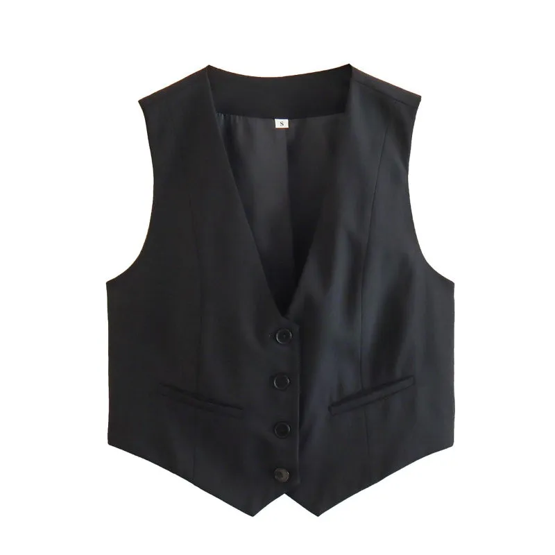 Chic Deep V-neck Sleeveless Vest Fashion for Women