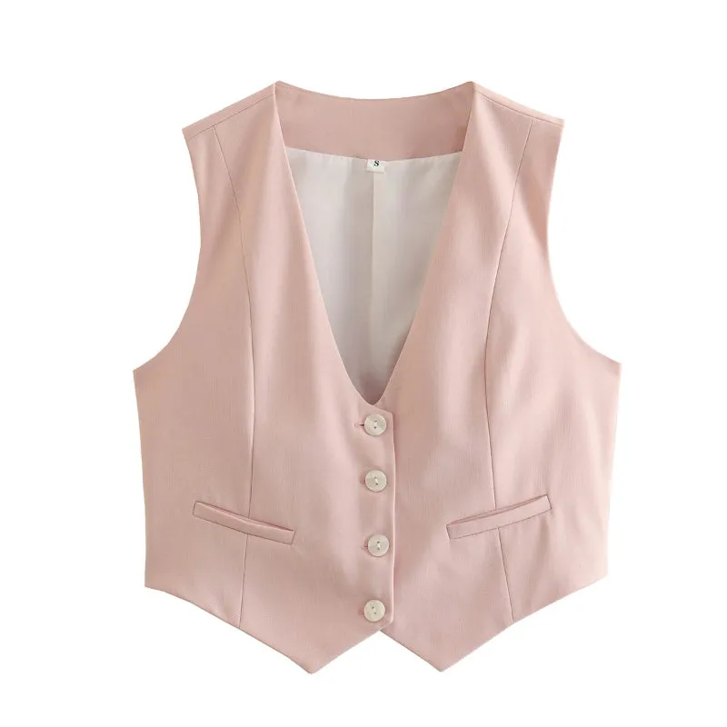 Chic Deep V-neck Sleeveless Vest Fashion for Women