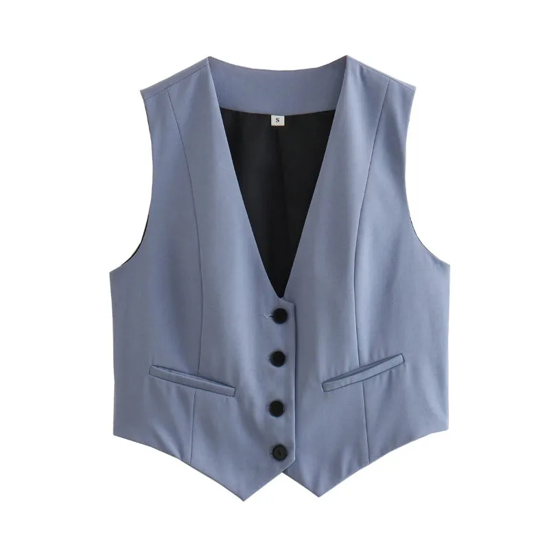 Chic Deep V-neck Sleeveless Vest Fashion for Women