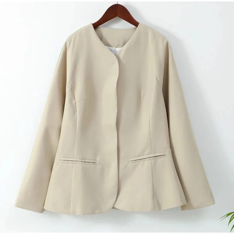 Chic ladies blazer Cotton Linen Waist Jacket