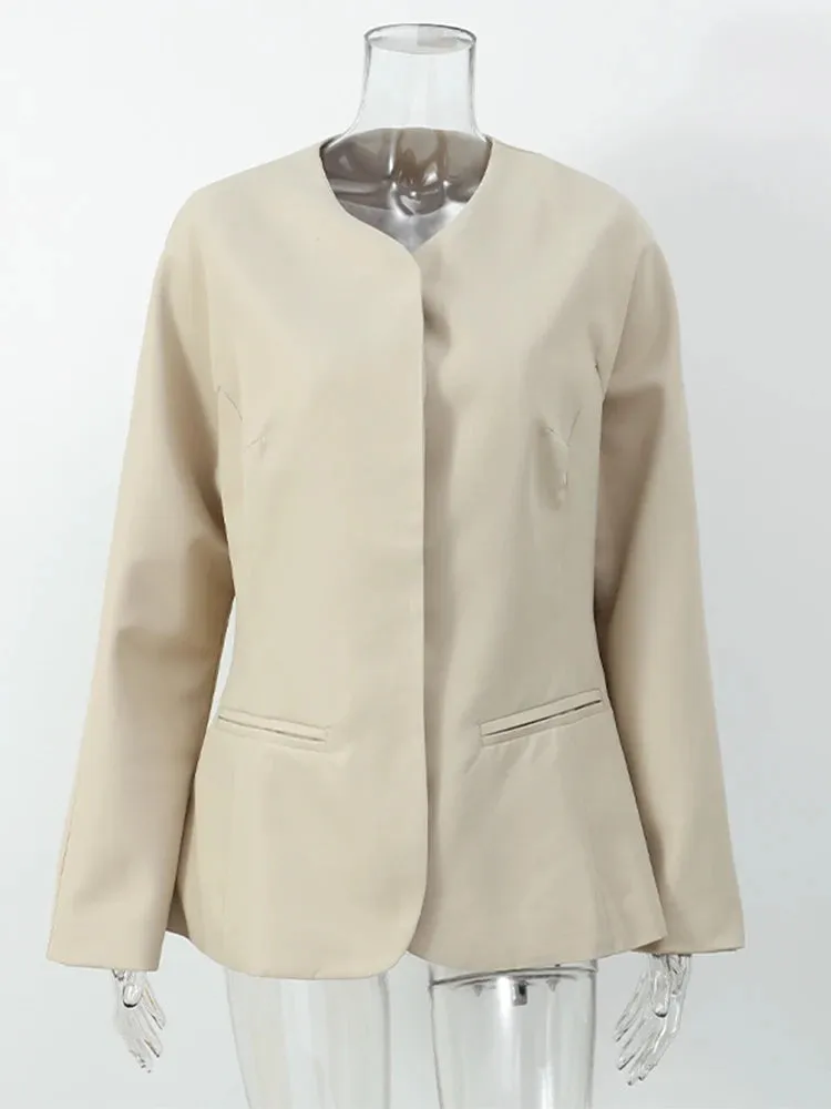 Chic ladies blazer Cotton Linen Waist Jacket