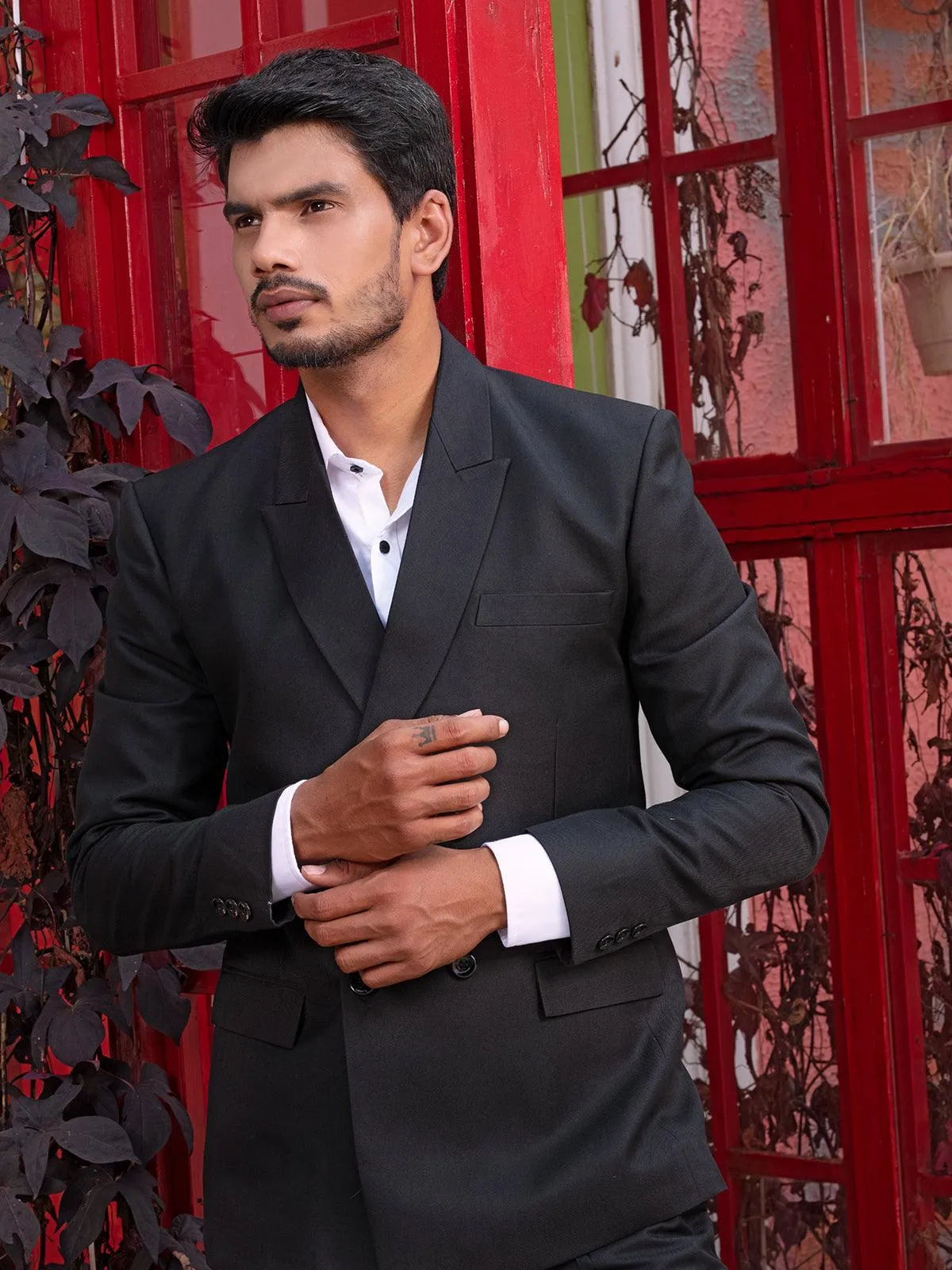 Classy Black Color Men's Double Breasted Blazer