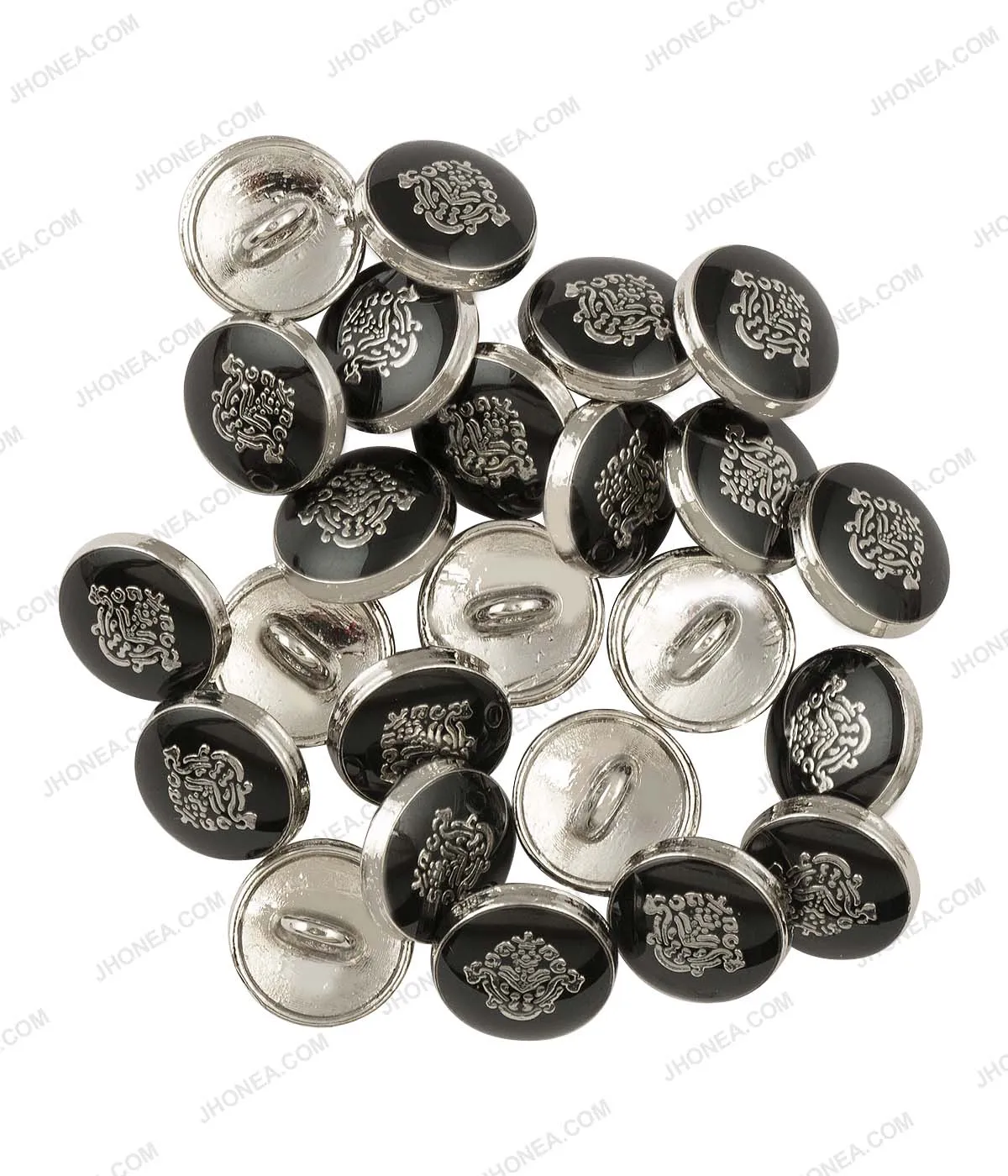 Classy Silver with Black Lamination Metal Buttons for Shirts