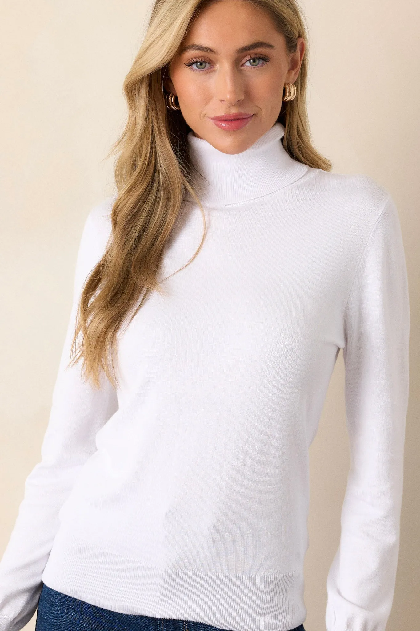 Comfortable Charm White Turtleneck Sweater