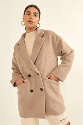 Cozy Chic Double-Breasted Overcoat - Stone