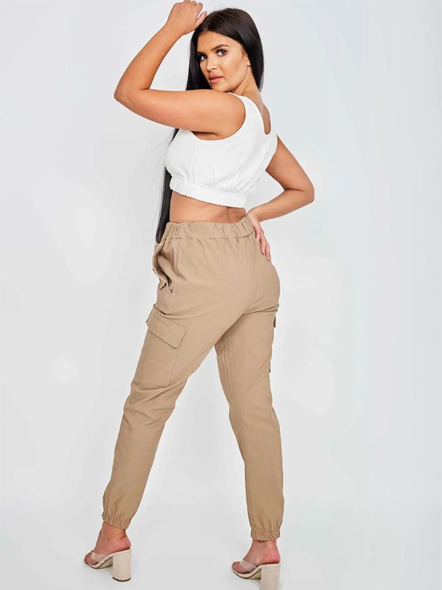 Daffney Utility Pocket Cargo Trouser Pants In Camel