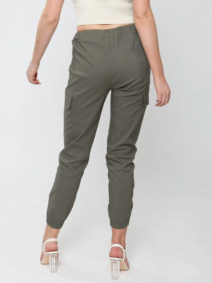 Daffney Utility Pocket Cargo Trouser Pants In Khaki