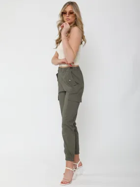 Daffney Utility Pocket Cargo Trouser Pants In Khaki