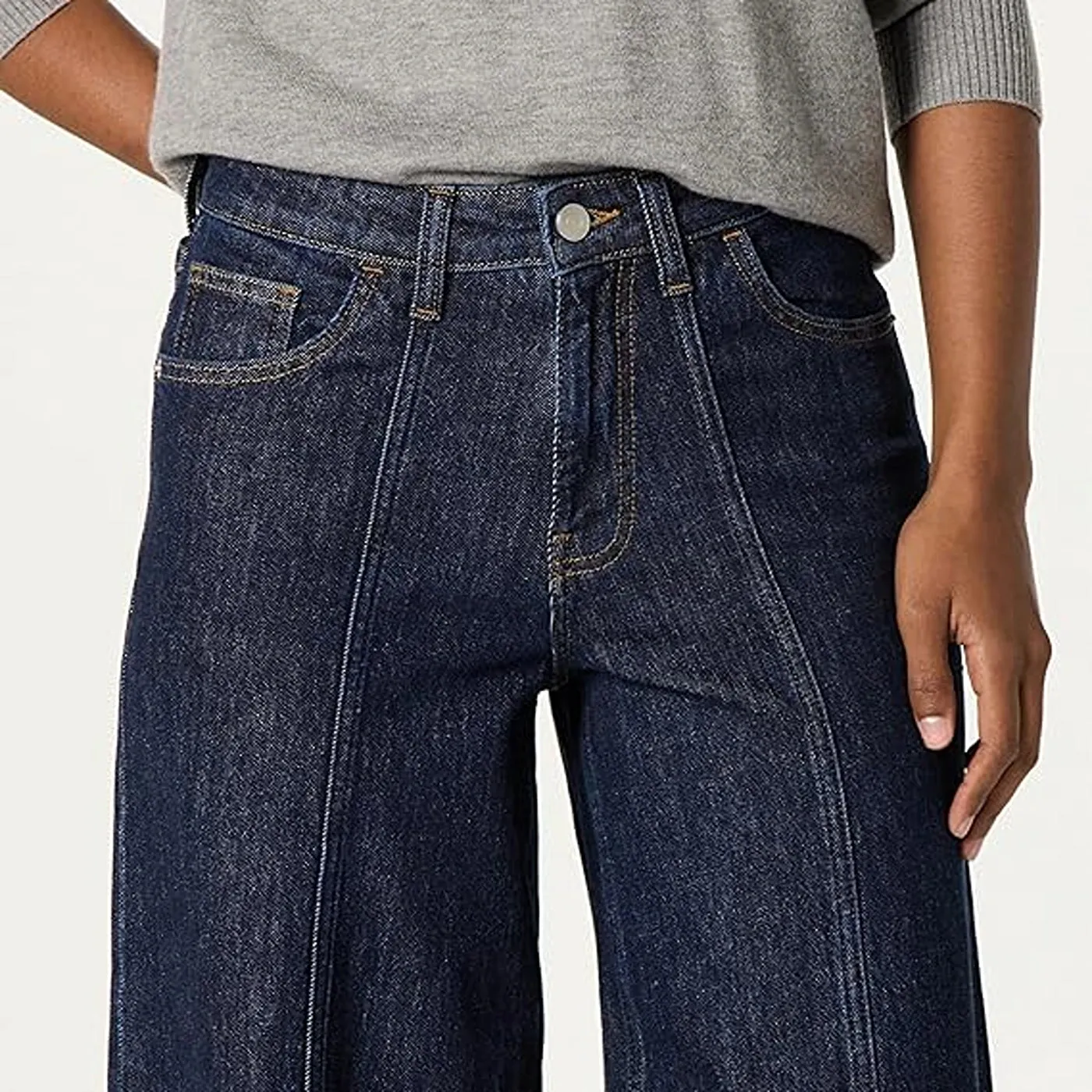 Dark Blue Relaxed Wide Leg Jeans