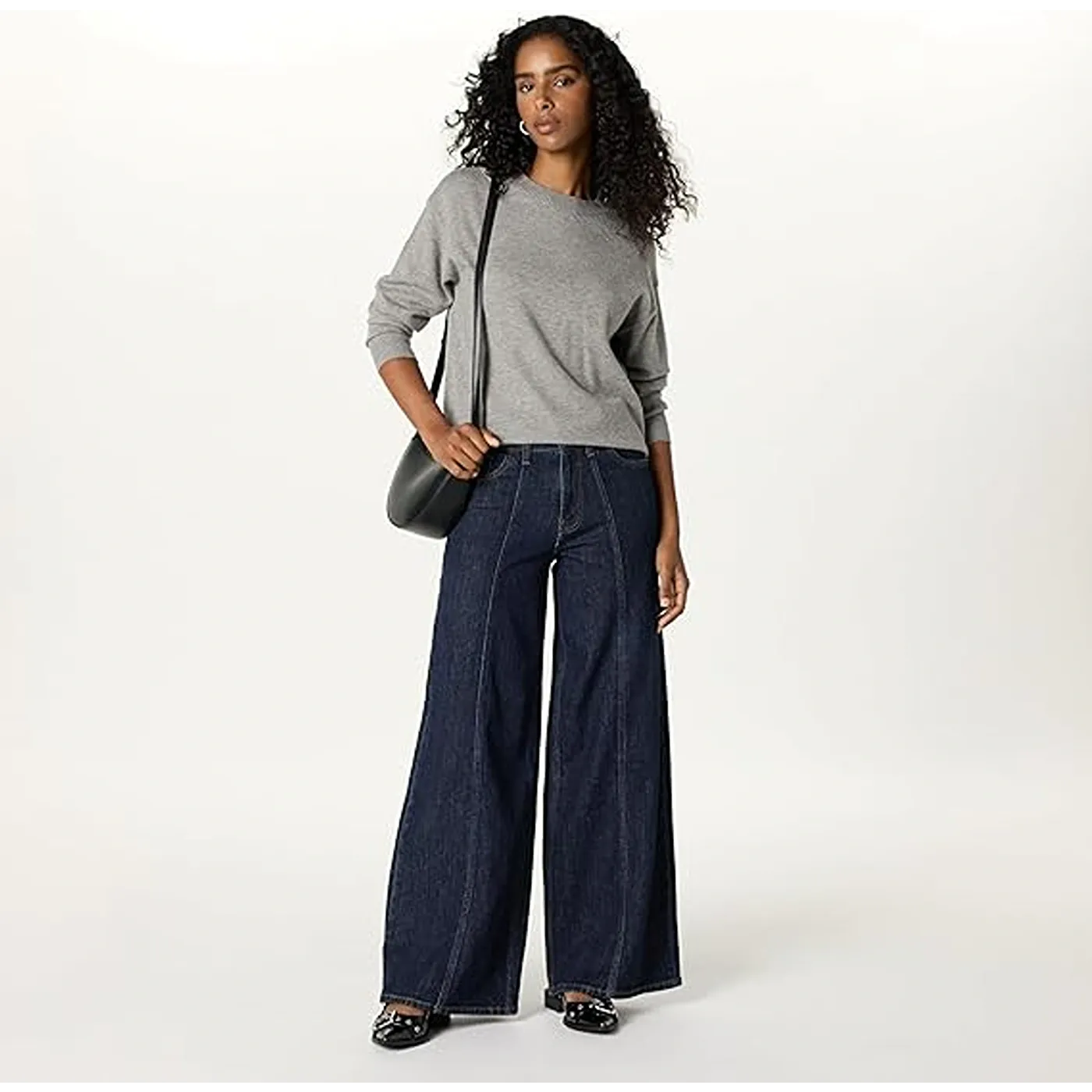 Dark Blue Relaxed Wide Leg Jeans