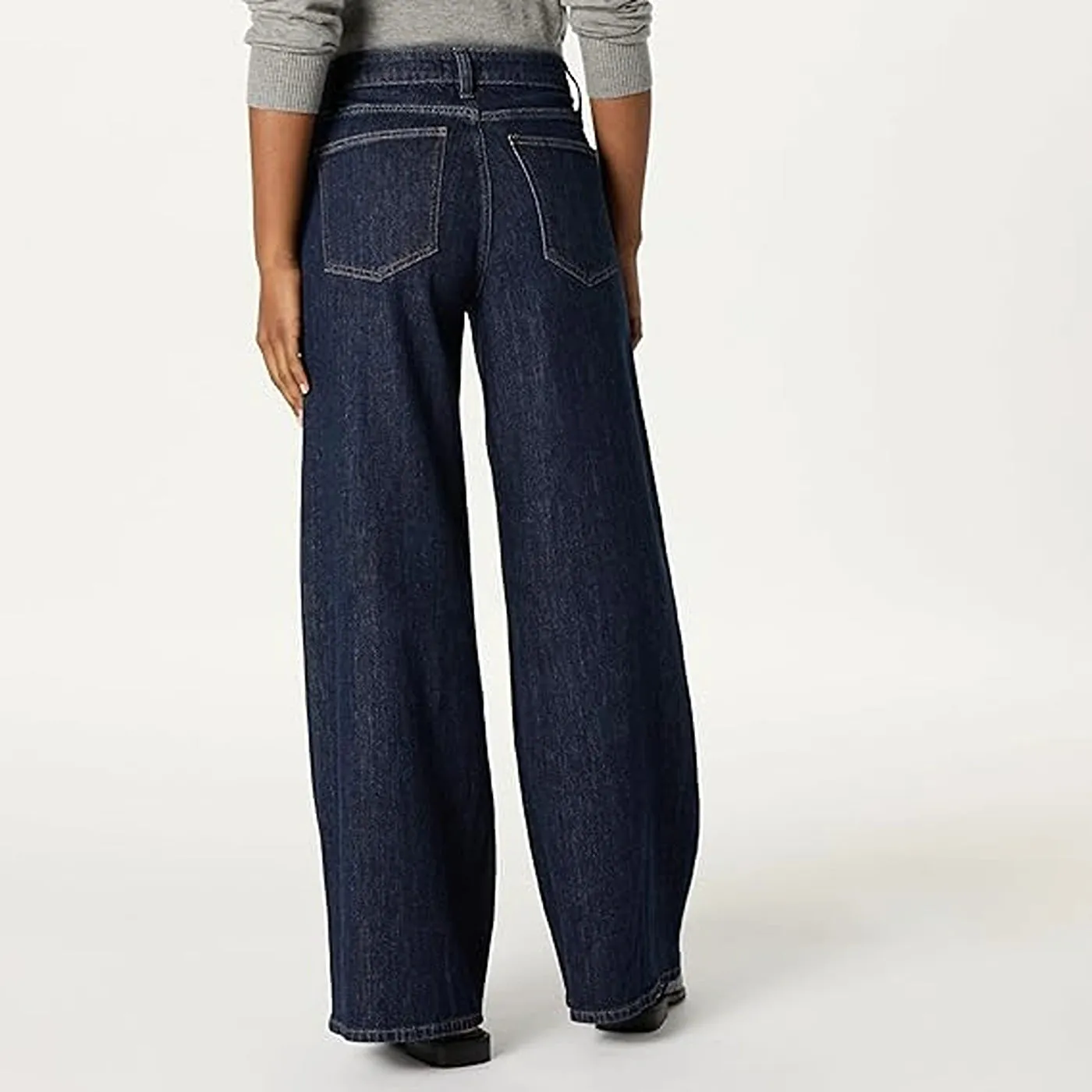 Dark Blue Relaxed Wide Leg Jeans