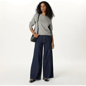 Dark Blue Relaxed Wide Leg Jeans