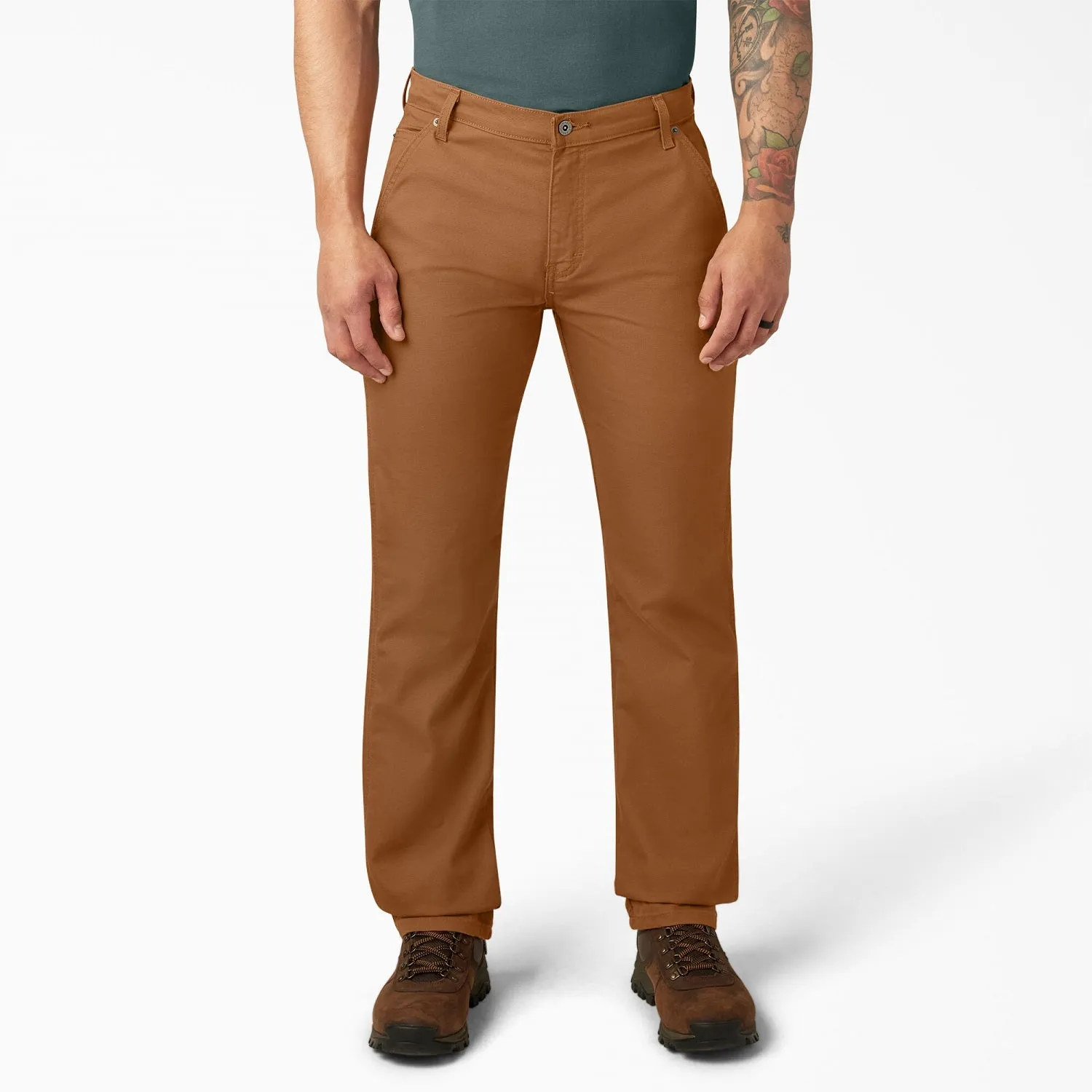 Dickies Men's FLEX Regular Fit Duck Carpenter Pant_Stonewashed Brown Duck