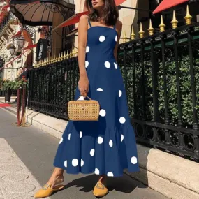 Dot Sling Fashion One-Line Neck Dress