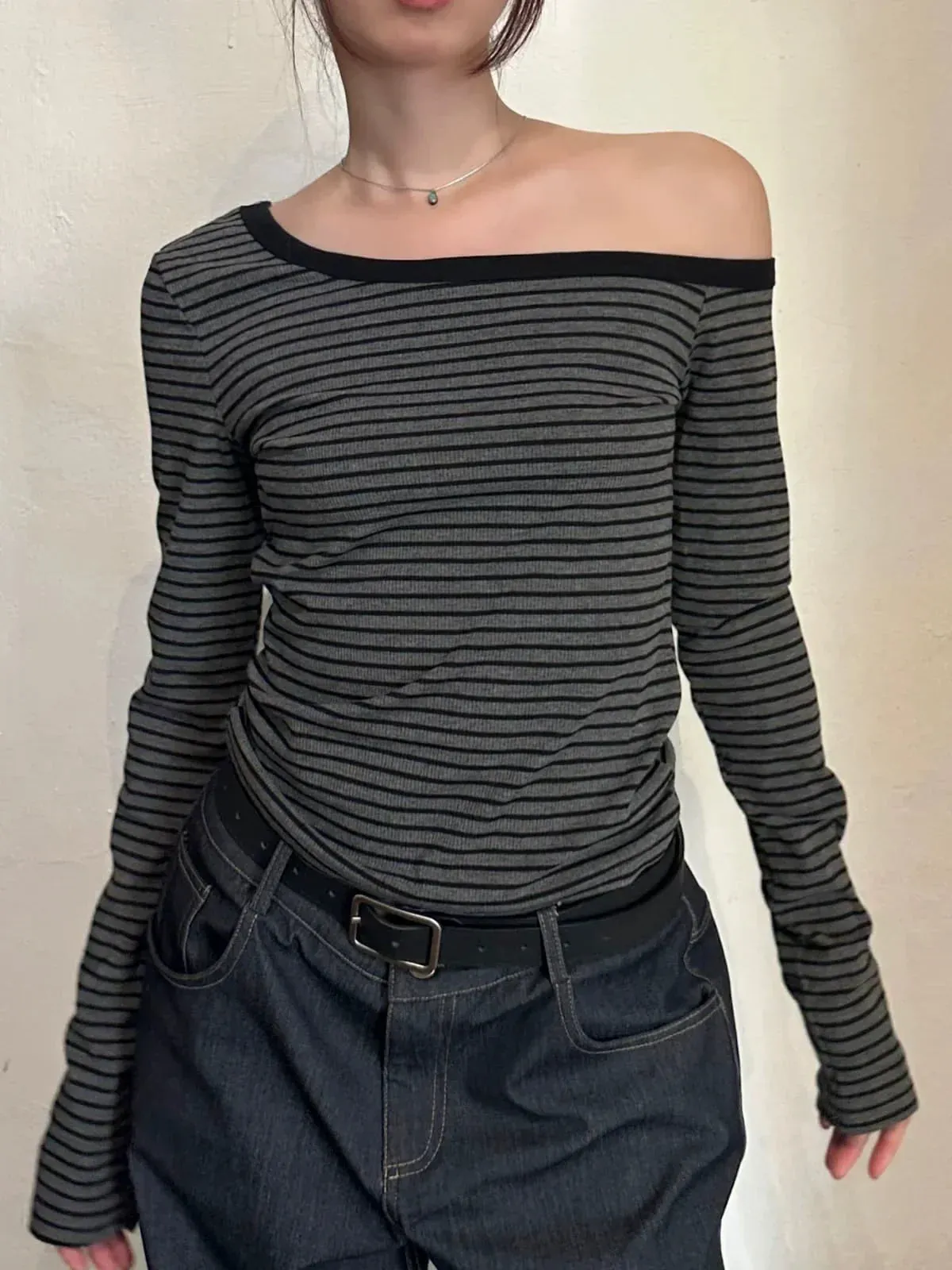 Estefania Striped Off-Shoulder Top