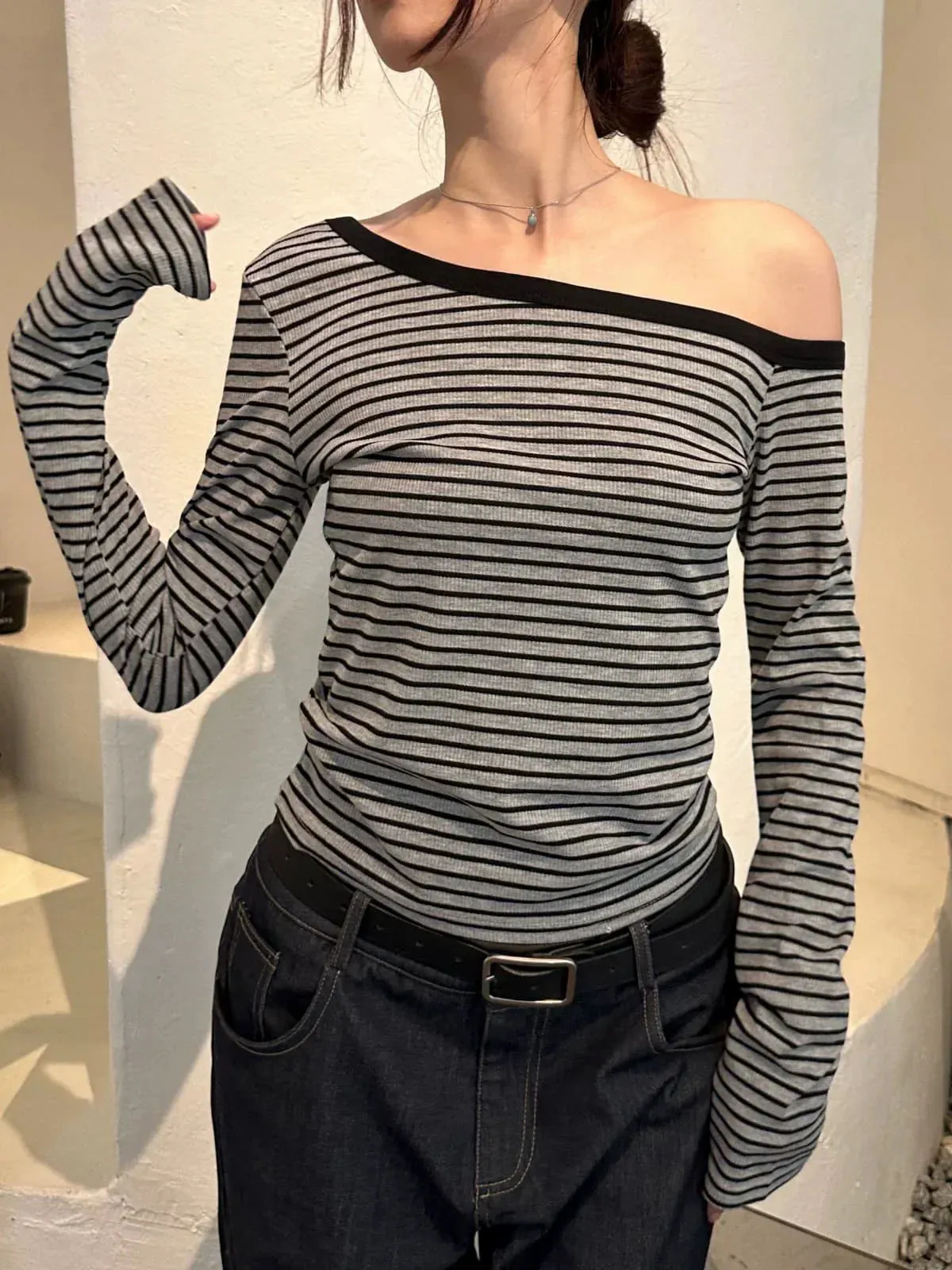 Estefania Striped Off-Shoulder Top