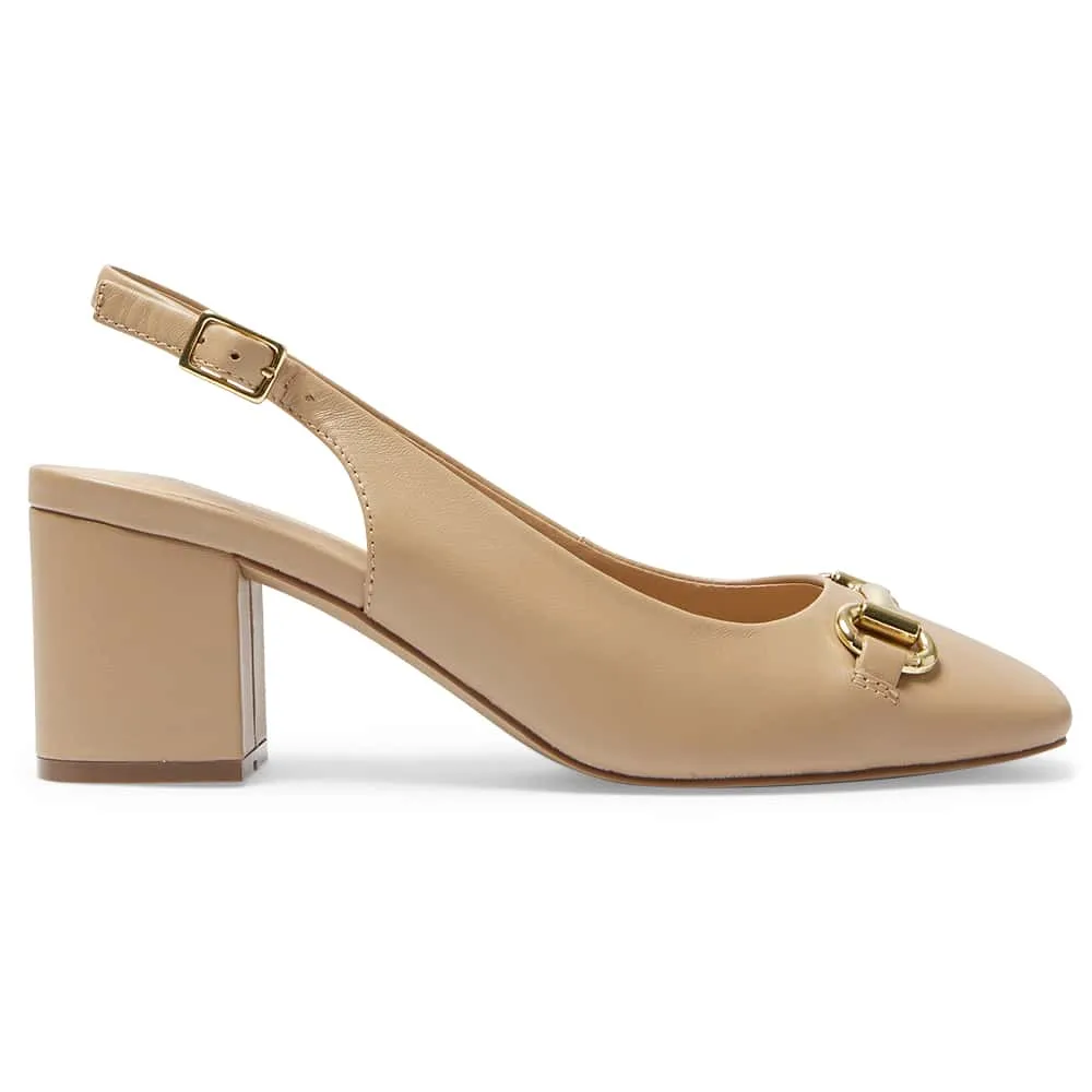 Goldie Heel in Nude Leather