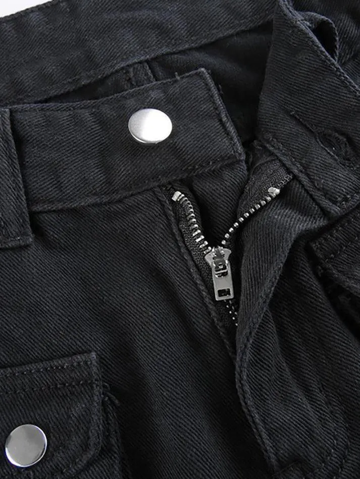 Goth metal buckle pocket cargo pants