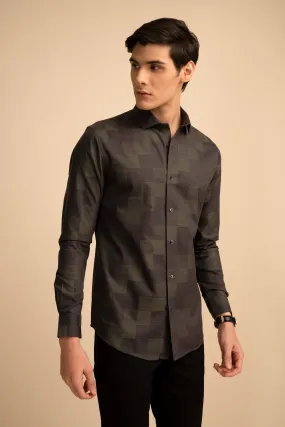 Green Cube Pattern Shirt