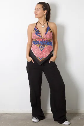 Harley Davidson Western Reworked Bandana Halter Top