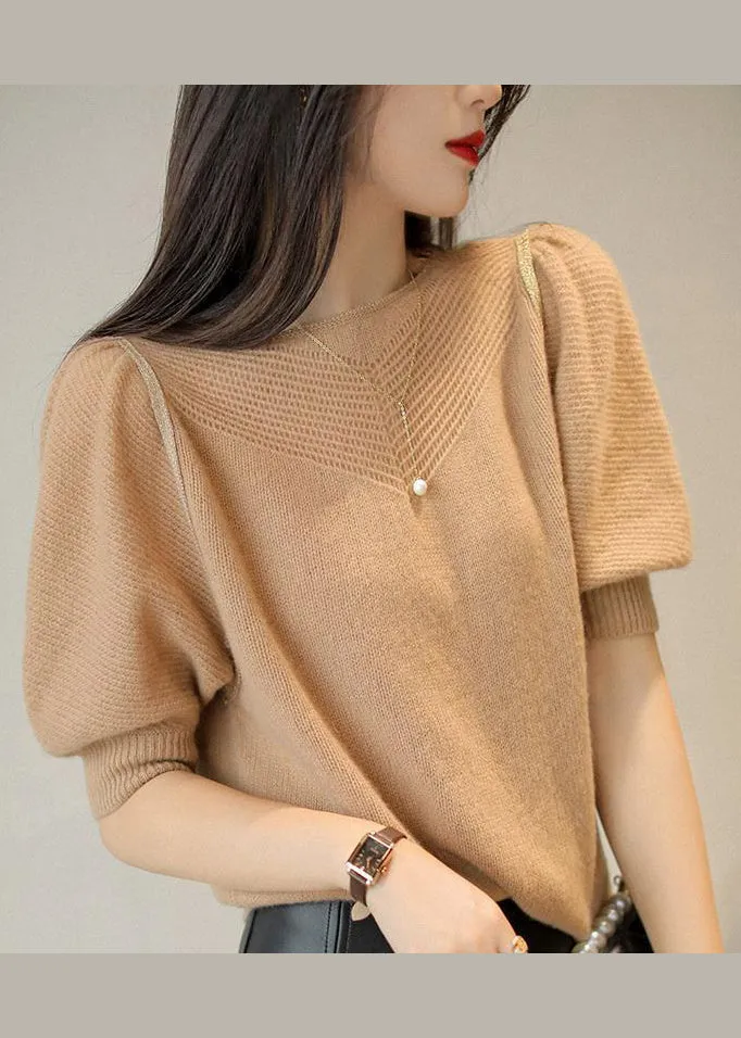 Hollow Out Patchwork Woolen Knit Tops