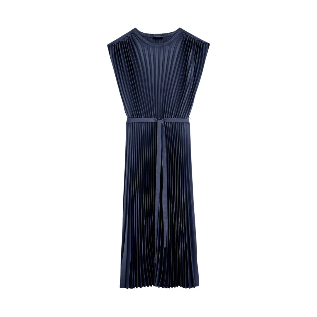 JOSEPH VOLTA KNIT WEAVE PLISSÉ DRESS