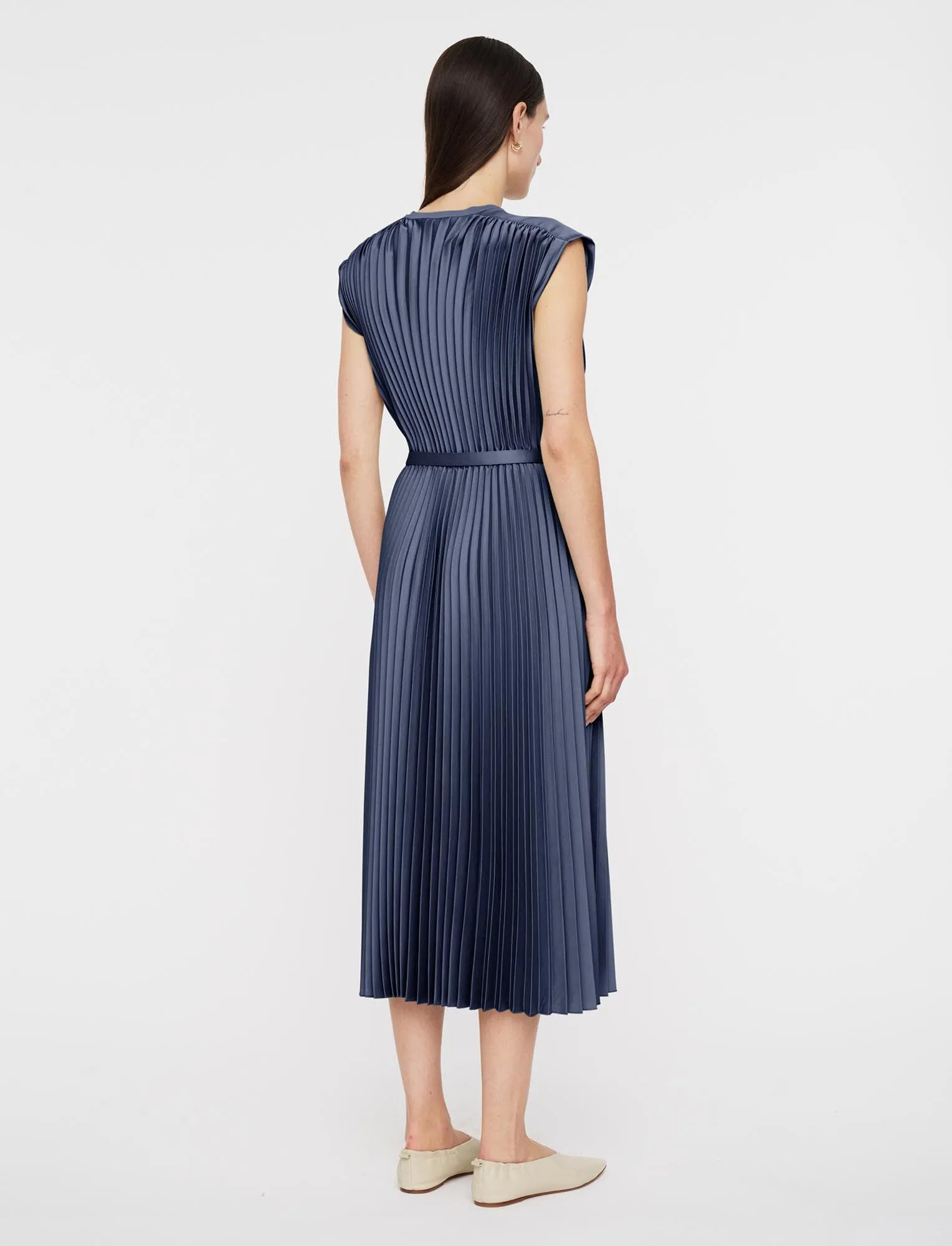 JOSEPH VOLTA KNIT WEAVE PLISSÉ DRESS