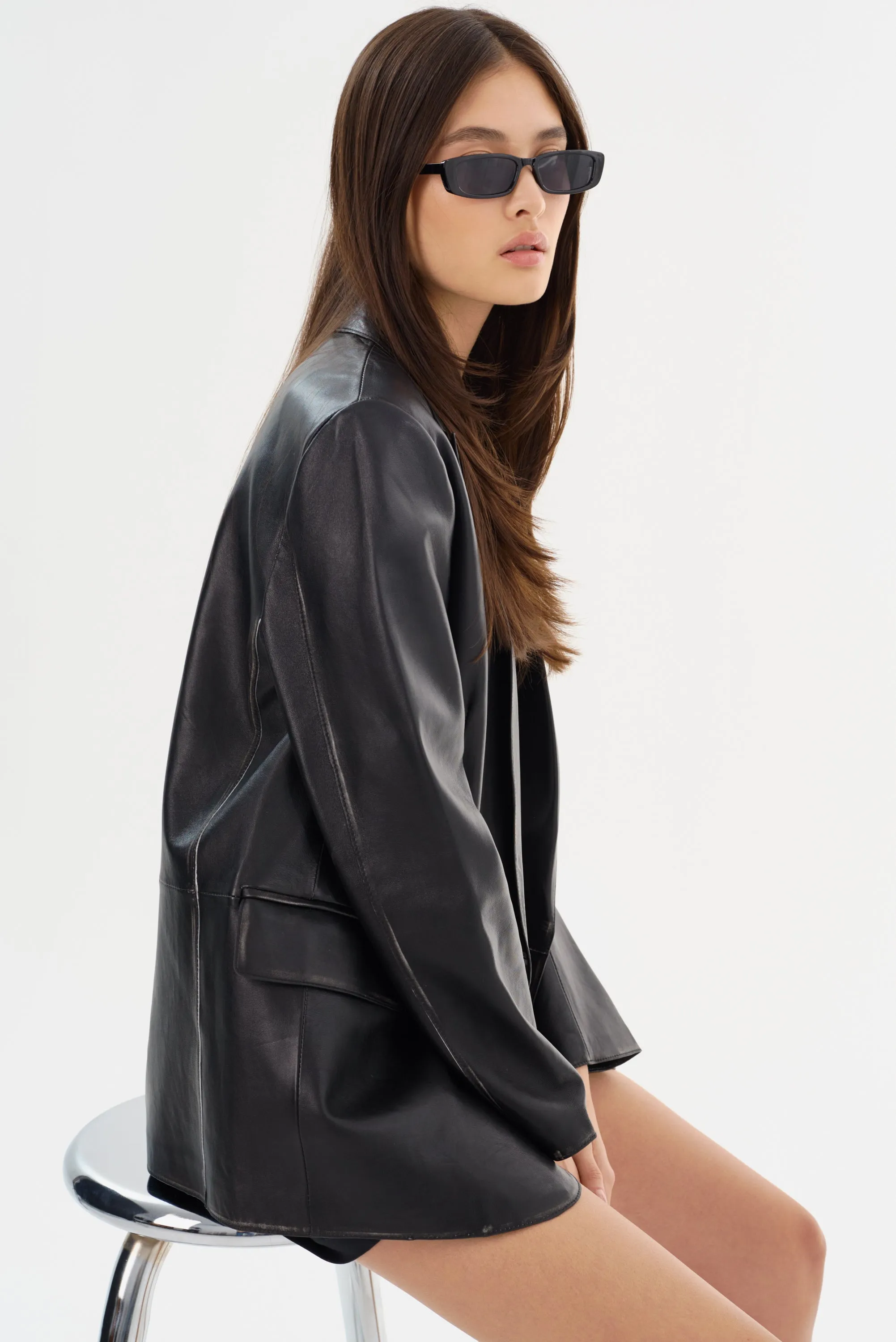 KARRIN | Distressed Leather Blazer