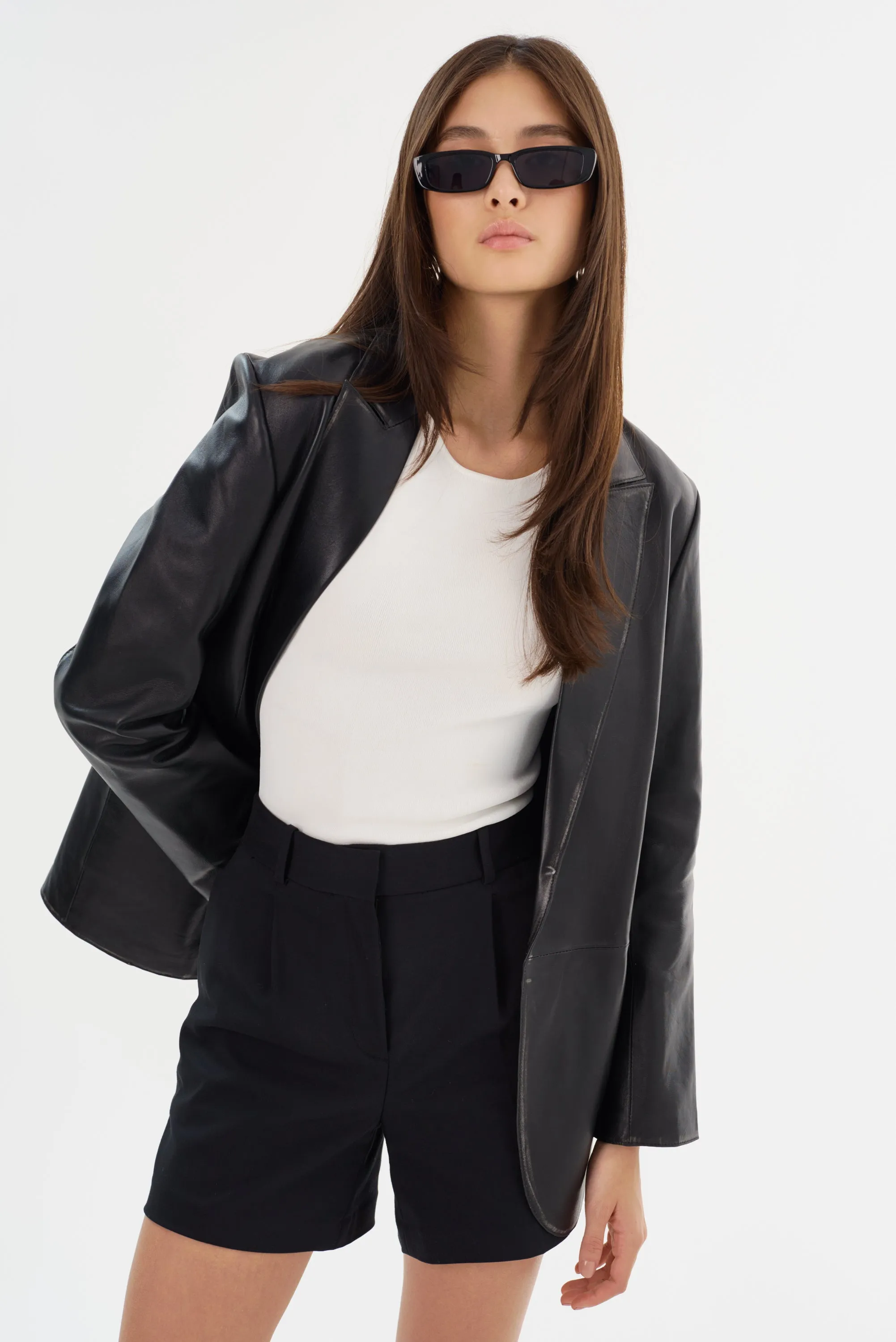 KARRIN | Distressed Leather Blazer