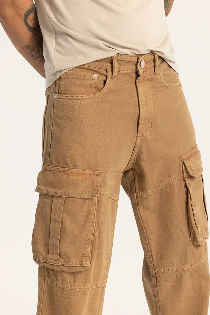 Khaki Relaxed Fit Cargo Jeans