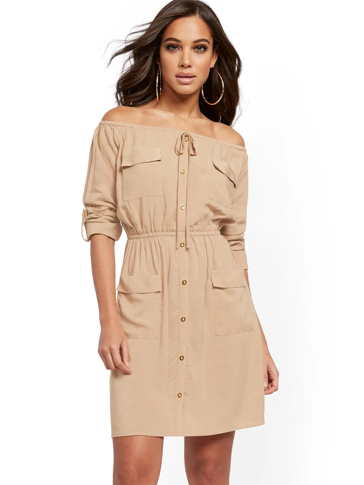 Khaki Utility Shirtdress