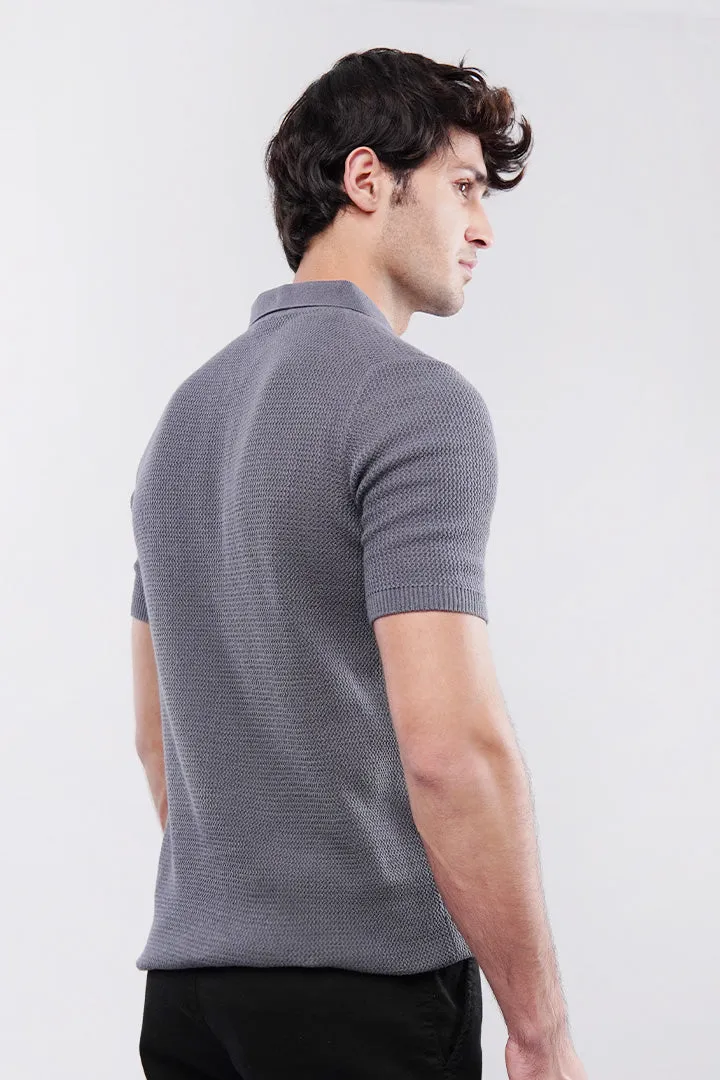 Knitted Polo Shirt - Grey