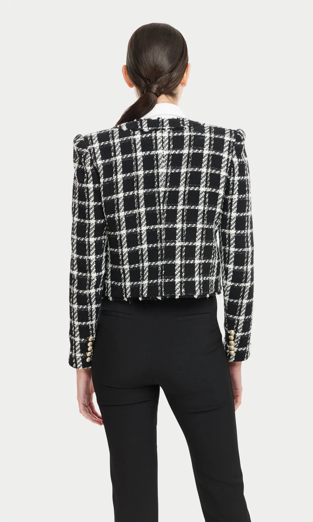 KRISTEN TWEED JACKET - BLACK/CREAM