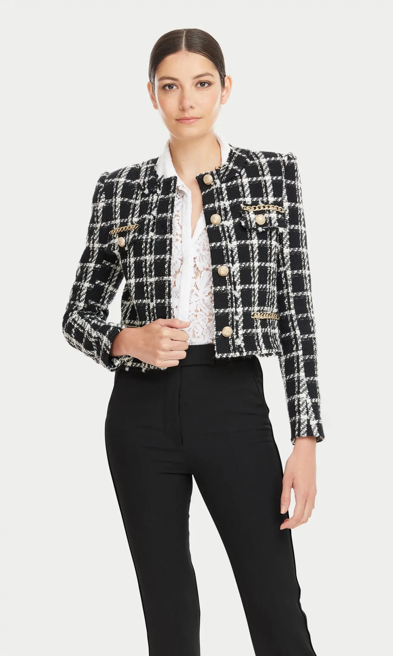 KRISTEN TWEED JACKET - BLACK/CREAM