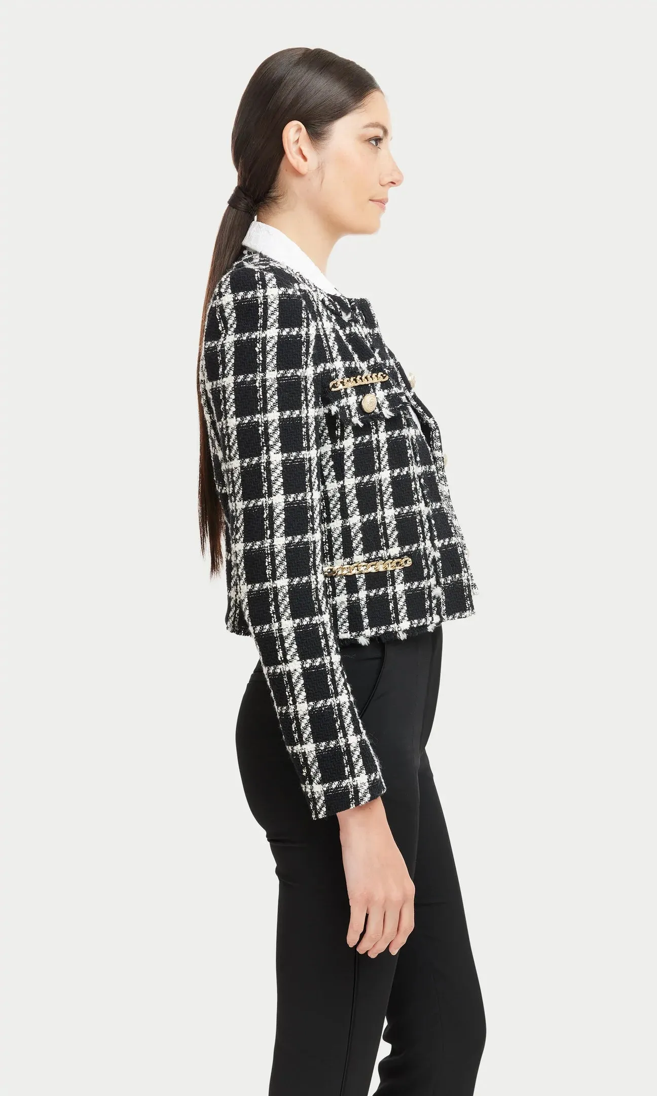 KRISTEN TWEED JACKET - BLACK/CREAM