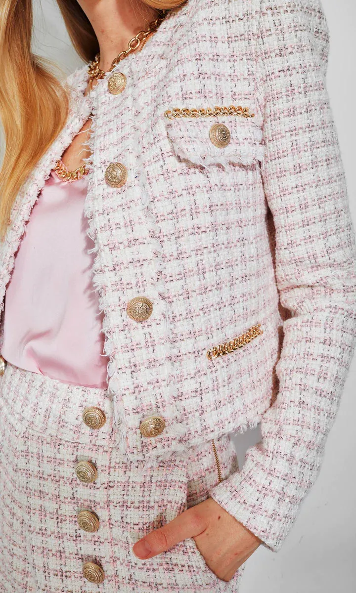 KRISTEN TWEED JACKET - PINK/WHITE