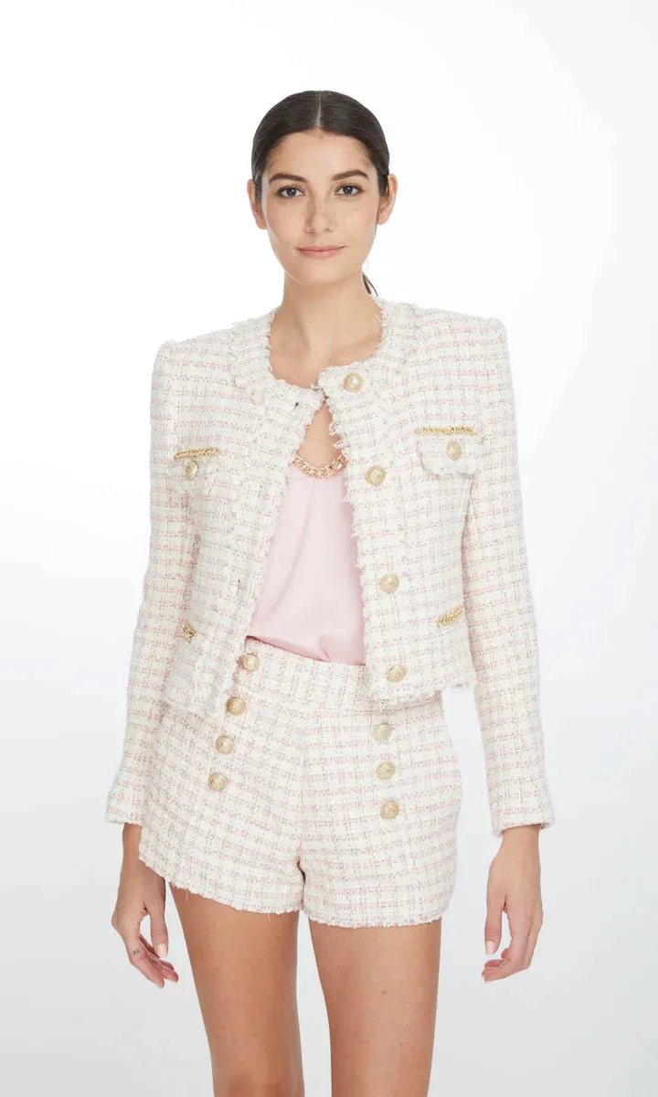 KRISTEN TWEED JACKET - PINK/WHITE