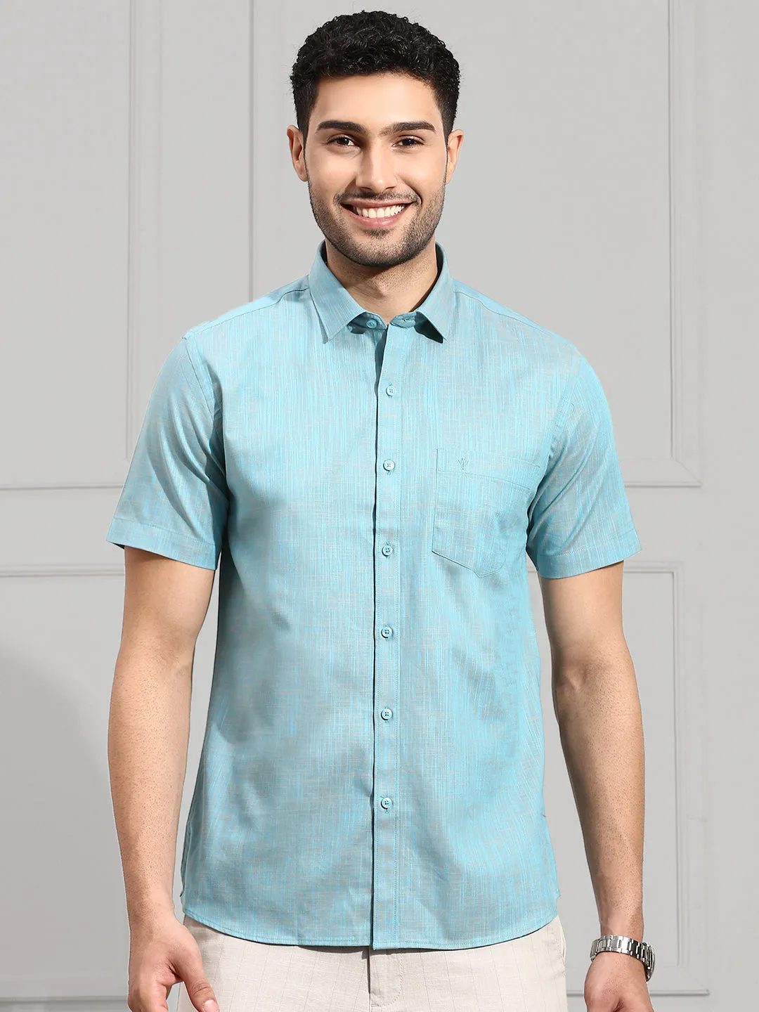 Men 100% Cotton Shirt Light Blue CL2 GT24