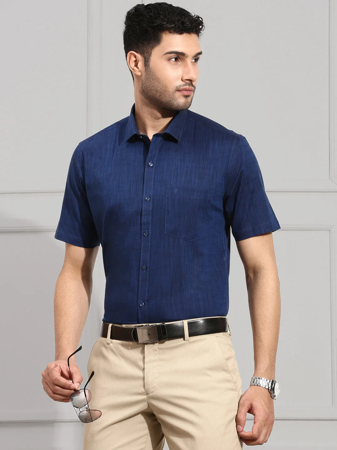 Men 100% Cotton Shirt Navy CL2 GT20