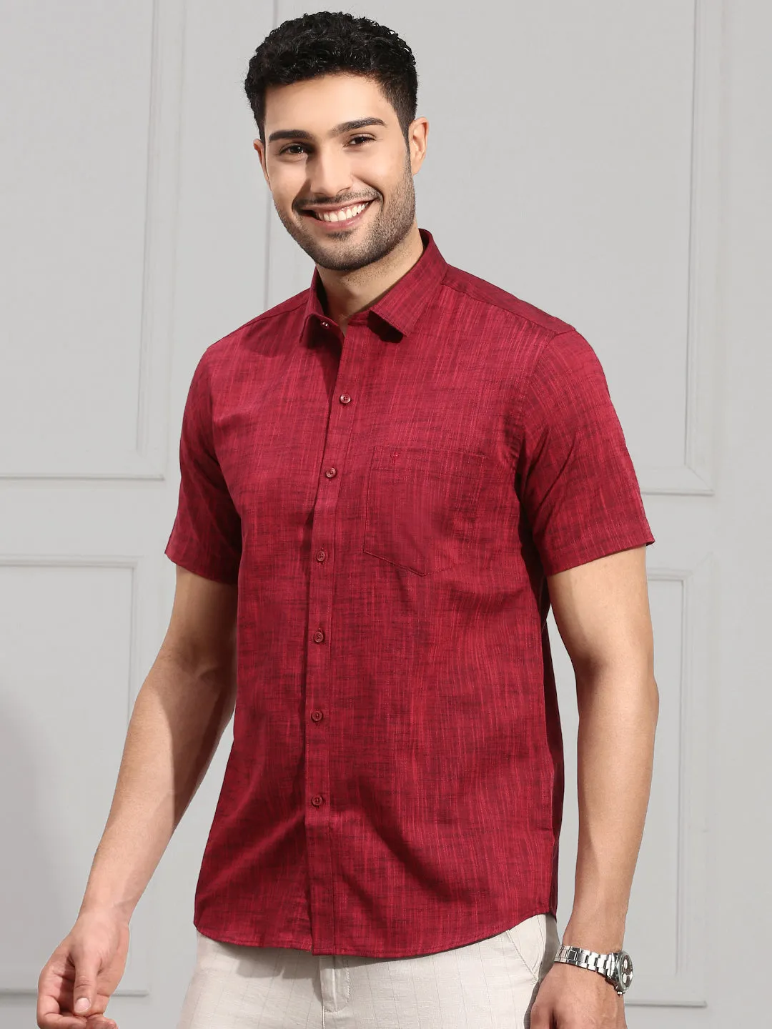 Men 100% Cotton Shirt Red CL2 GT3