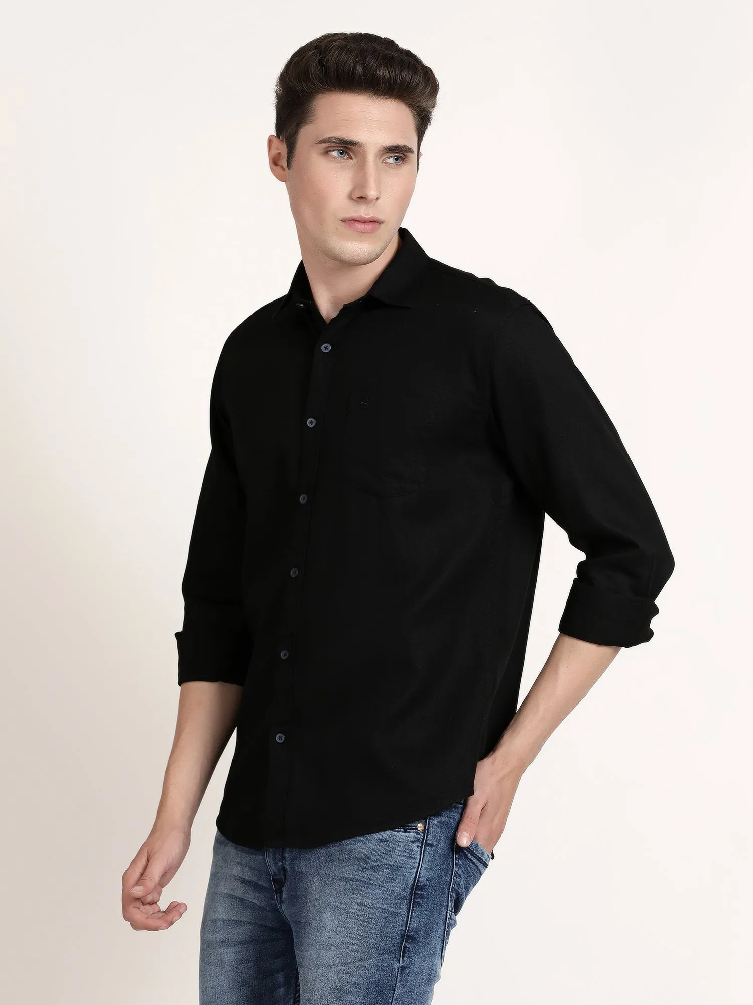 Men Black Solid Formal Shirt (GBHM5025)