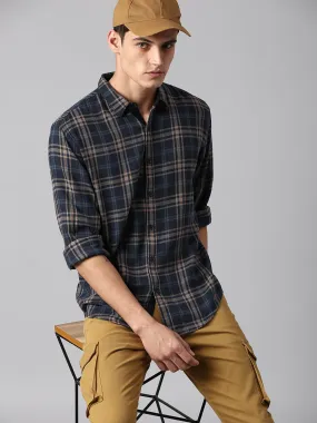 Men's Navy Checkered Shirts