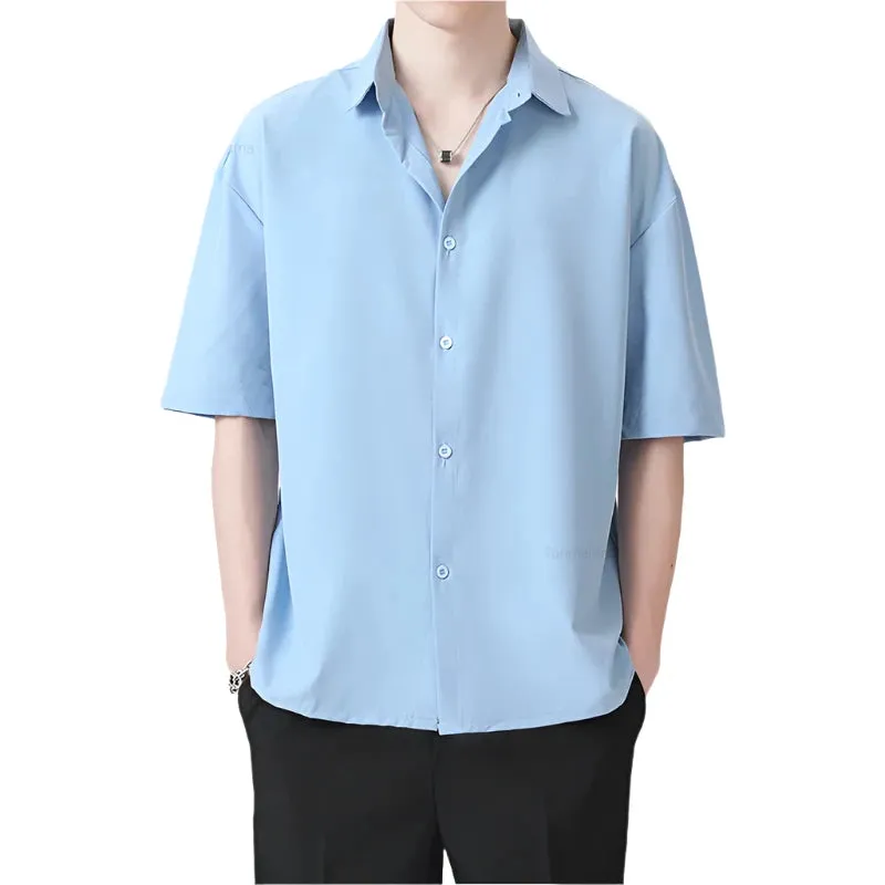 Men's New High Elastic Solid Color Formal Business Casual Comfortable Shirt